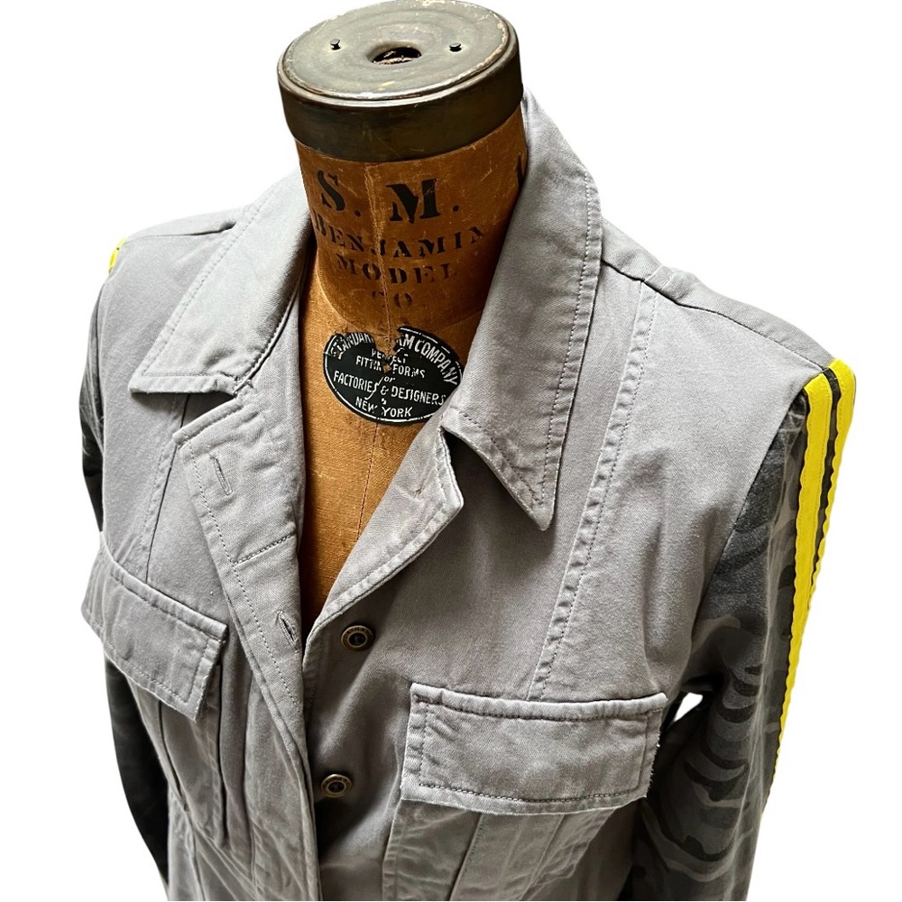 New Military Utiliy Jacket Blazer Camo Stripe Fitted Academia Preppy Da Nang NWT - Picture 6 of 14